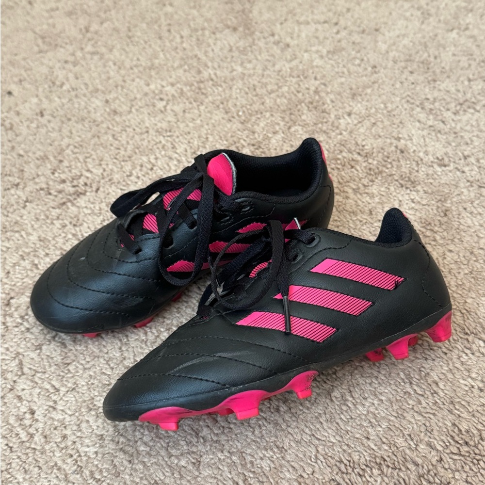 Adidas Kids Black and Pink Soccer Cleats